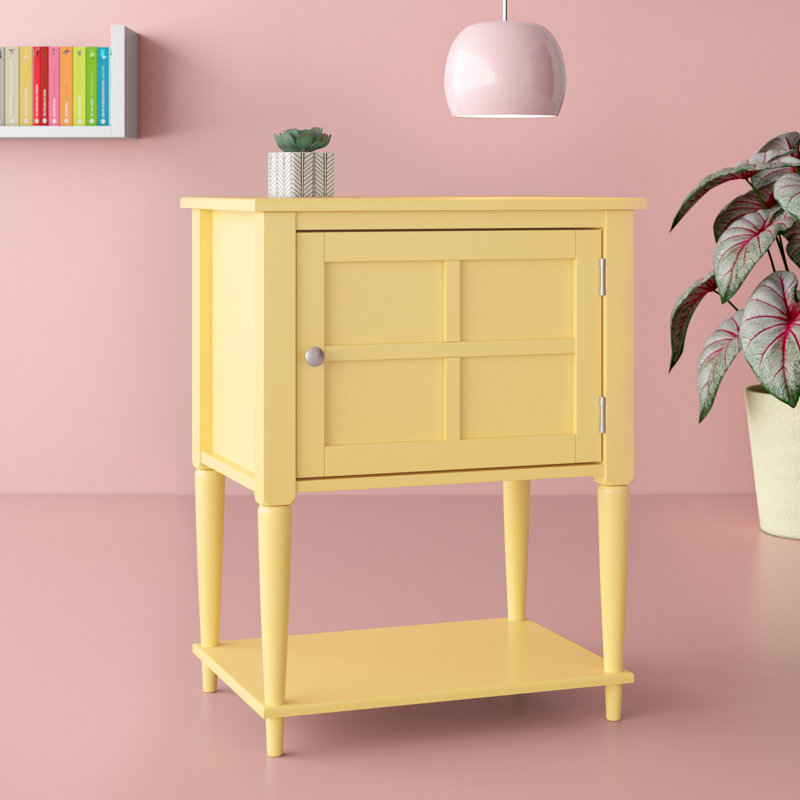 Table de bout avec rangement Agosta, Jaune