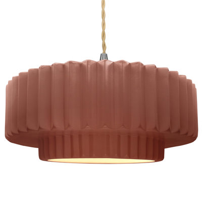 Luminaire suspendu tambour en céramique et en métal 1 lumière Gela