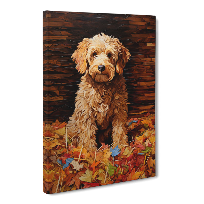 Labradoodle Hard Edge Painting - Print, 76cm H x 50cm W x 3cm D