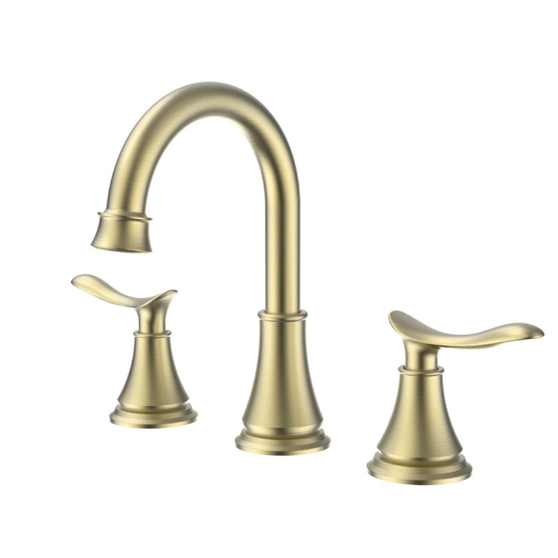 Widespread 2-handle Bathroom Faucet with Drain Assembly, Brushed Gold