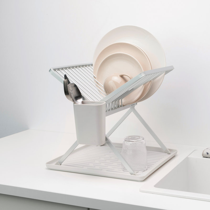 Brabantia Sinkside Compact Foldable Aluminium Dish Drying Rack, Light Gray
