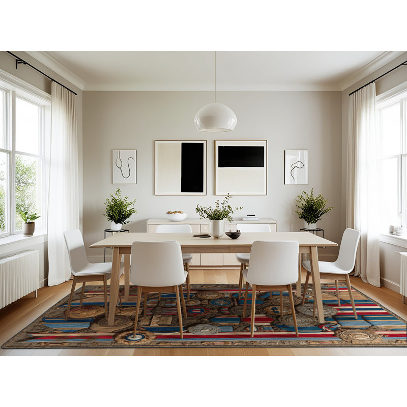 Machine Washable French Brown Area Rug, Rectangle 7' x 10'