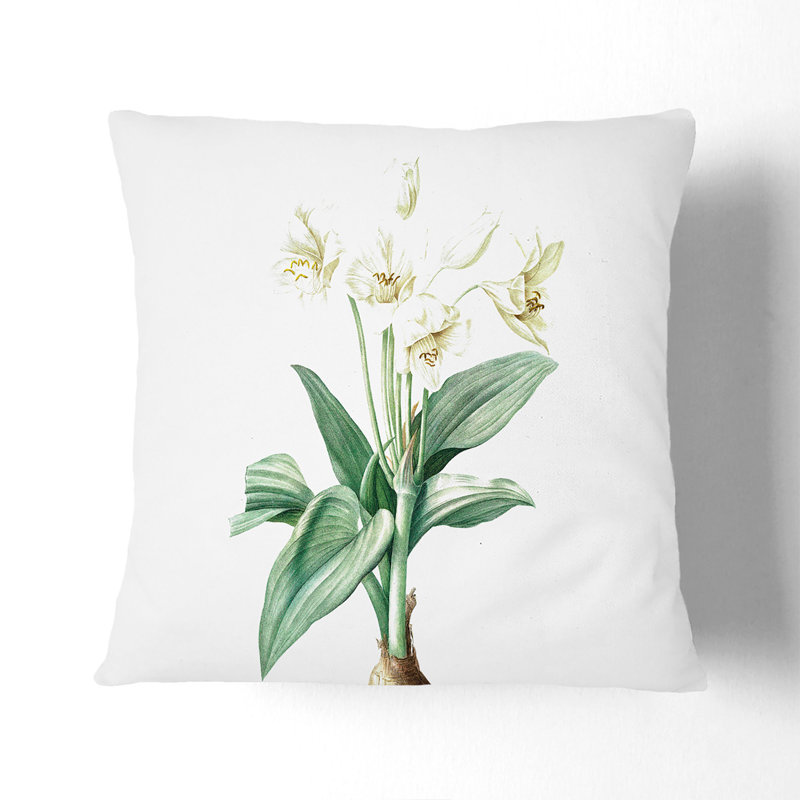 Floral Square Throw Cushion, 55cm H x 55cm W x 20cm D, Stone