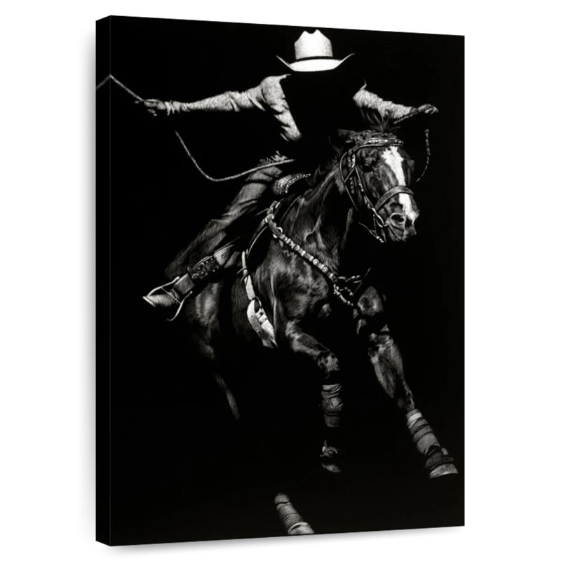 Lelar Scratchboard Rodeo III, 39" H x 26" W