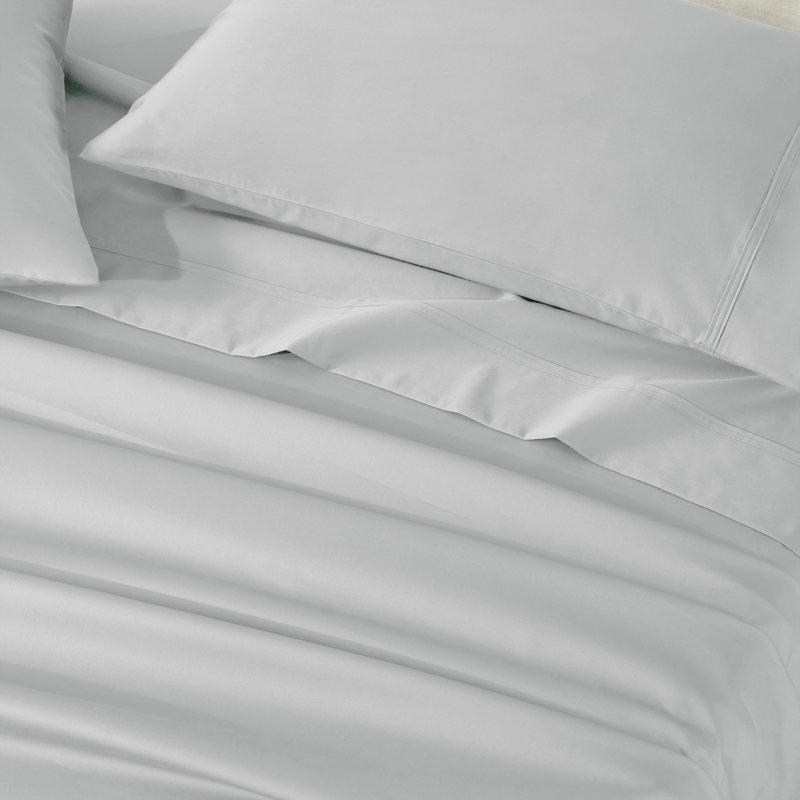 Ensemble de draps en coton à densité de tissage 850 fils, Ensemble de draps pour très grand lit avec trois , Chrome