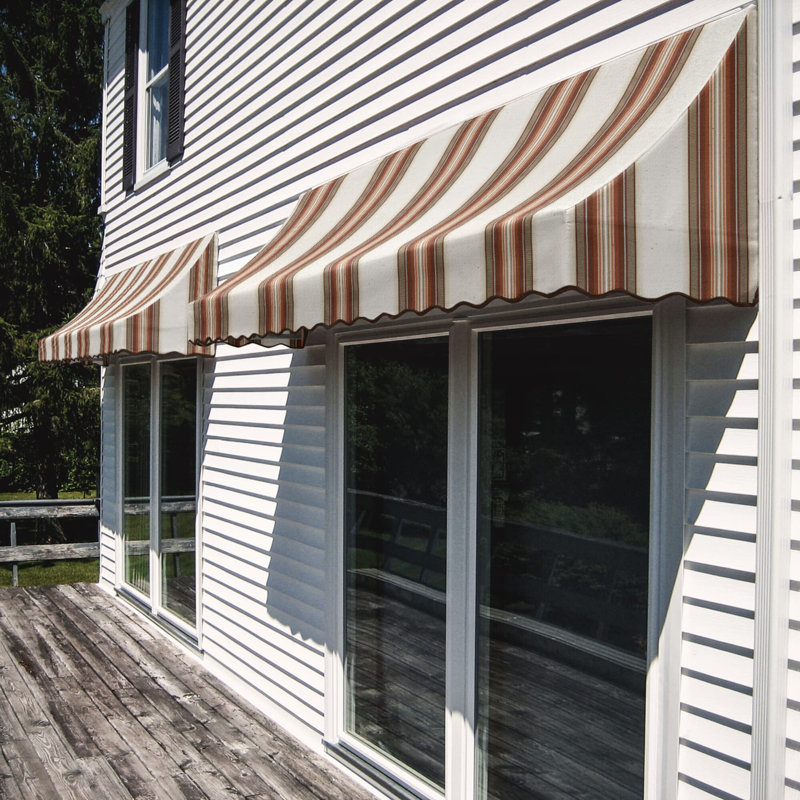 Auvent fixe en tissu acrylique Awantech Nantucket, H 44 po x l 52,5 po x P 36 po, Brun, brun clair, terre cuite multicolore