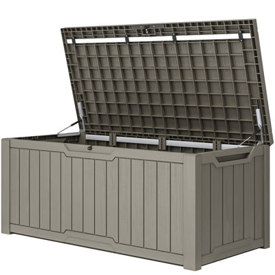 Quartey 120 Gallons Resin Deck Box with Soft Close Mechanism