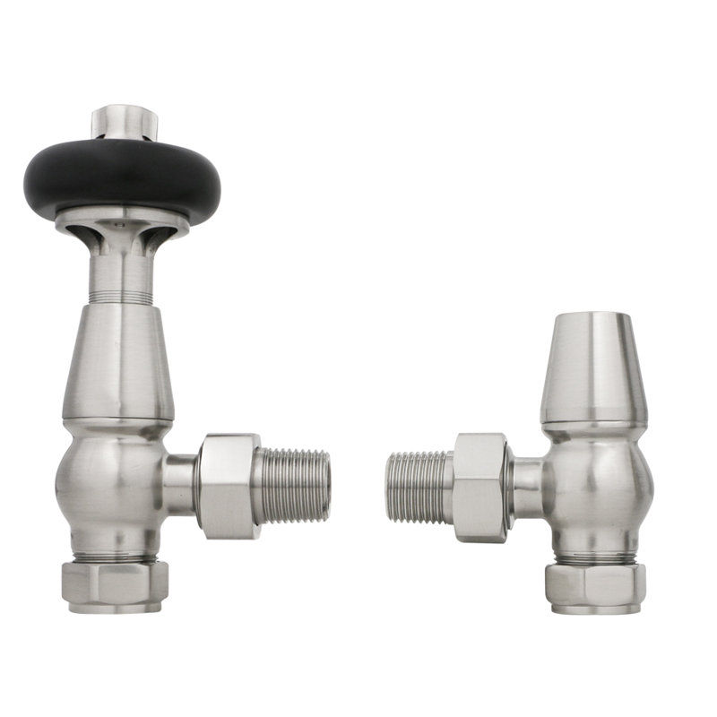 Traditional TRV Thermostatic Radiator Valves, Silver Nickel