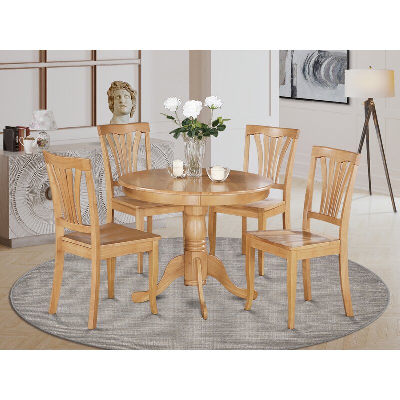 Alcott Hill® Rubberwood Pedestal Dining Set & Reviews | Wayfair