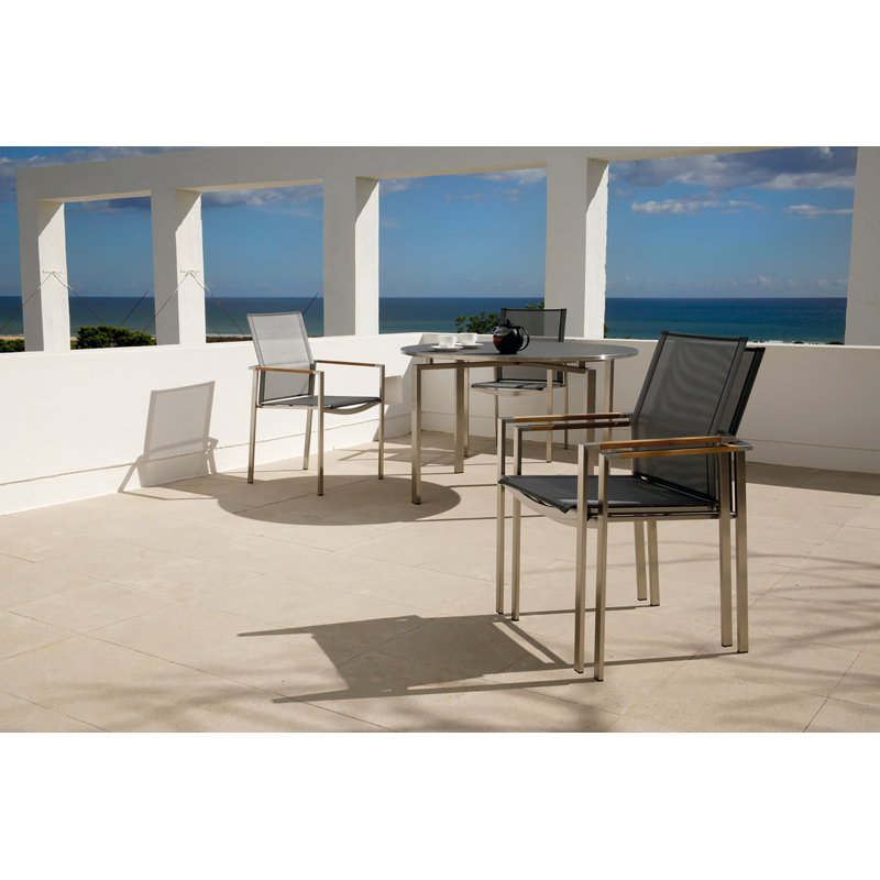 Mercury Dining Outdoor Round Dining Table, Platinum