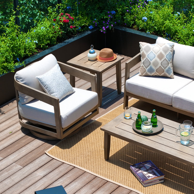  Harmonti Patio 5 Pieces Aluminum Swivel Conversation Set With Cushions