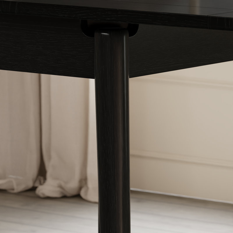 Table de salle à manger extensible en bois massif Aderyn Adryell de 23,6 à 47,2 pouces pour 2 à 6 personnes avec rangement caché