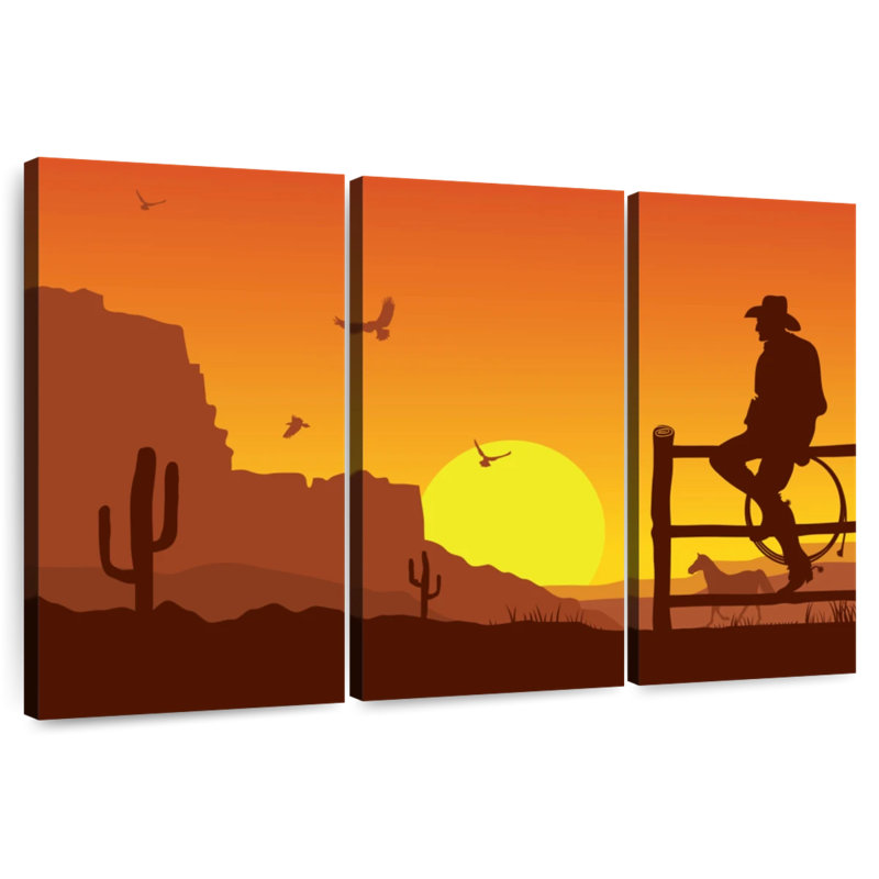 Lelar Western Cowboy Sunset, 42" H x 65" W