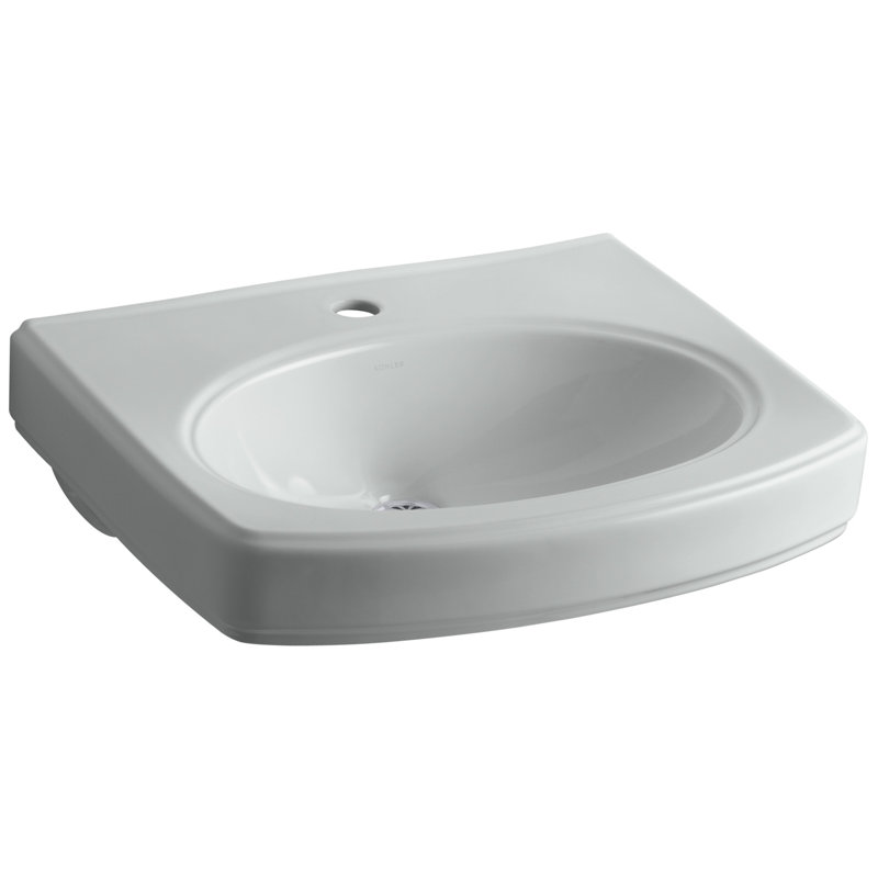 Pinoir® Vitreous China 22" Wall Mount Bathroom Sink with Overflow, Ice Gray , Single 