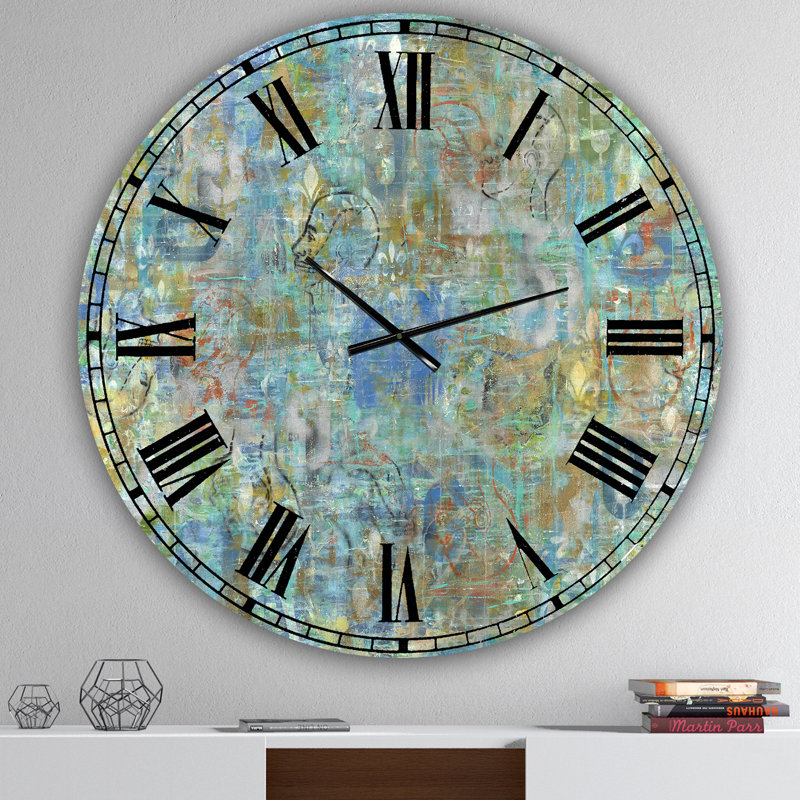 Mind Blown - Horloge ronde abstraite en métal, Moyen