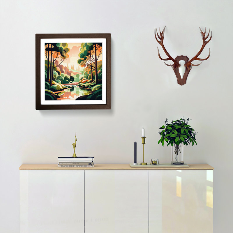Landscape Deco No.8 - Framed Print, Walnut
