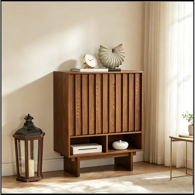 Armoire décorative avec portes doubles et rangement ouvert, Walnut