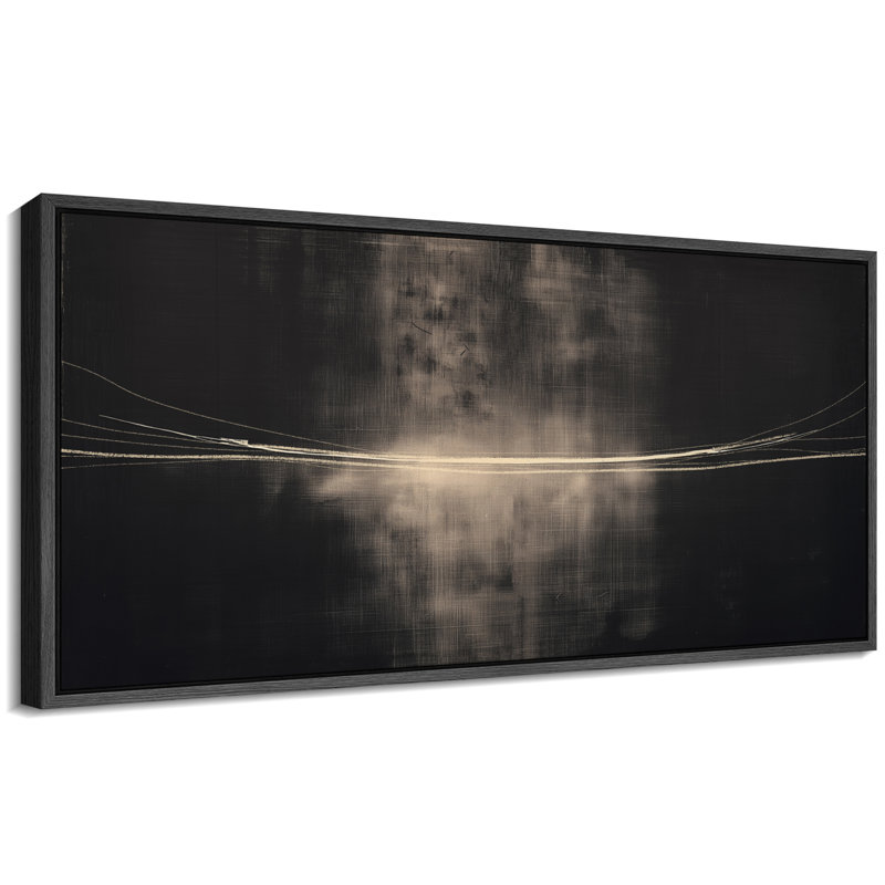 Impression sur toile encadrée abstraite rétro, H 30 po x l 60 po, Noir