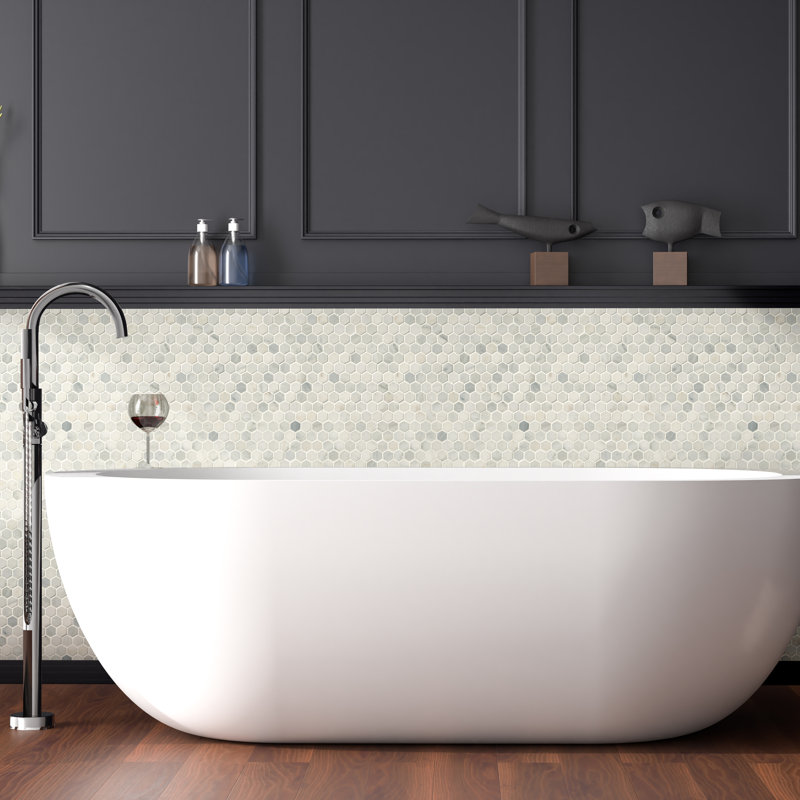 MSI Arabsecato Carrara 1" Hexagon 12 in. x 12 in. Honed Marble Mosaic Floor and Wall Tile, Arabsecato Carrara