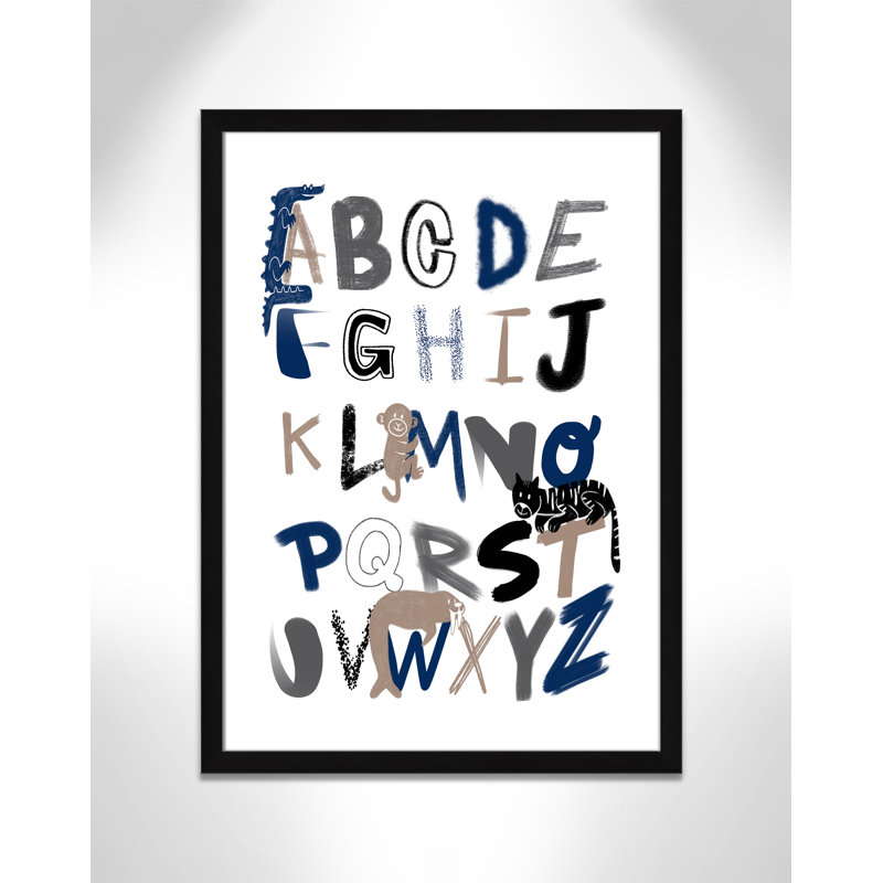 Critter Alphabet 1, impression sur papier, H 34,5 po x l 24,5 po x P 0,6 po, Encadré plat noir