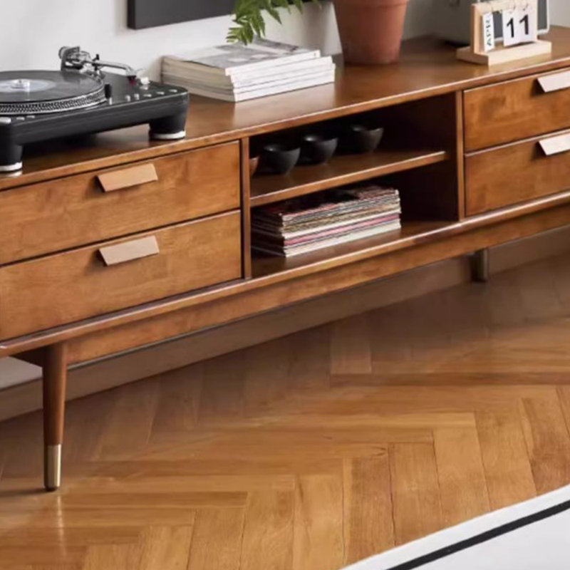 Meuble télé simple en bois massif de style japonais, 78.74''
