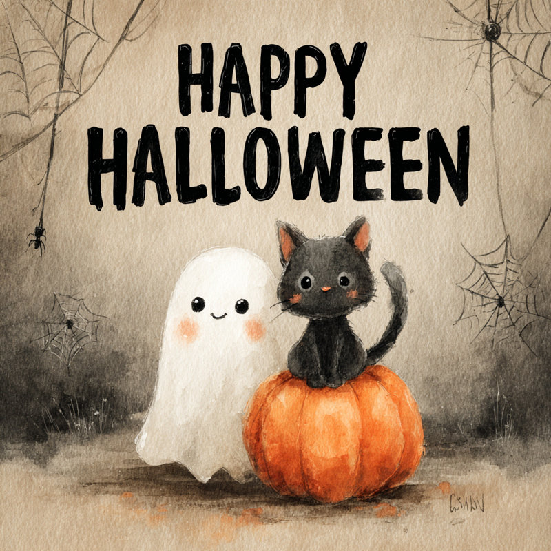 «Ghostly Halloween Celebration», art mural sur toile tendue, H 20 po x l 20 po