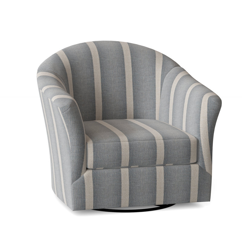 Weston Swivel Glider Barrel Chair, Light Blue and White Stripe; 0256-54