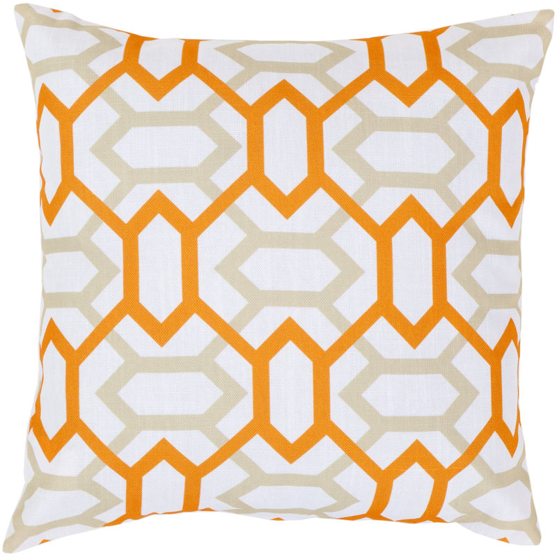 Coussin décoratif, Blanc / magenta / brun clair safari, H 22 po x l 22 po x P 4 po, Polyester