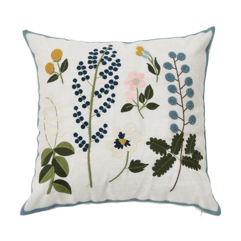 Floral Linen Pillow Cover