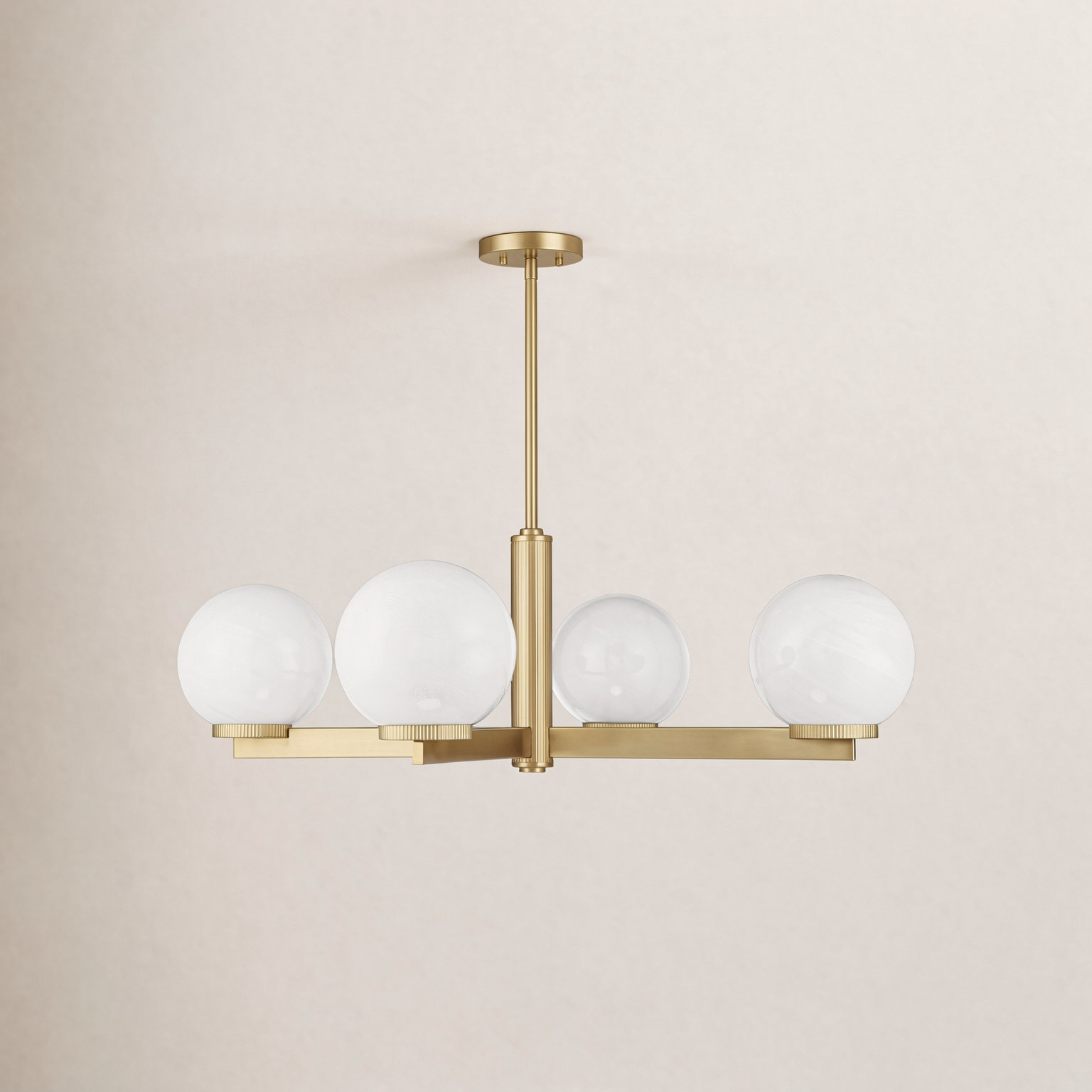 Claudette 4-Light Chandelier, Natural Brass
