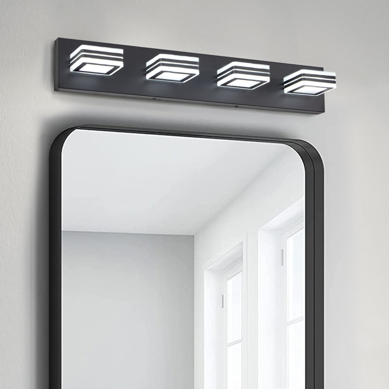 LED Bathroom Dimmable Vanity Light, Matte Black, 4 Lights