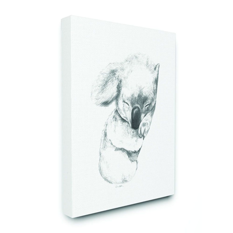 «Cute Koala Baby Animal Neutral Gray Dessin Design», impression, Toile tendue, H 48 po x l 36 po