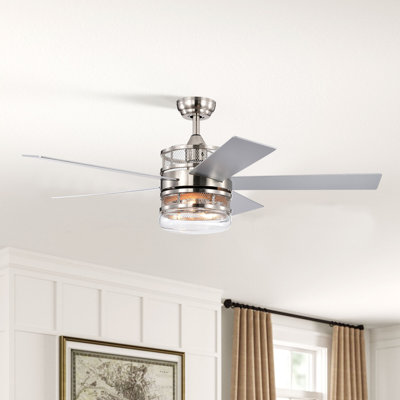 52" 5 - Blade Ceiling Fan With Light Kit And Remote Control