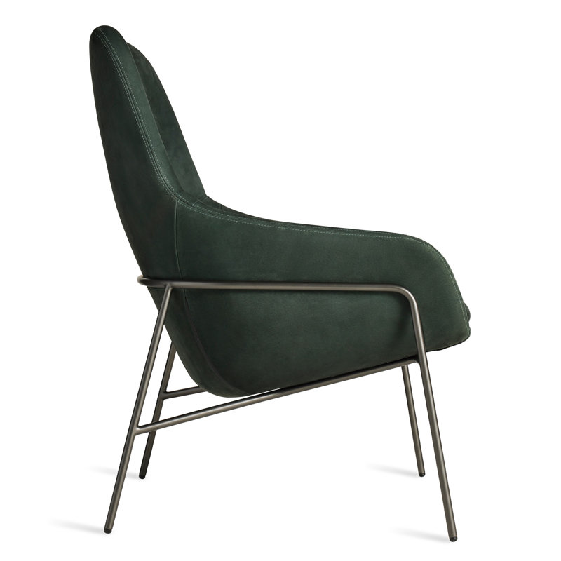 Acre Lounge Chair, Blackened Steel, Navy Green Leather