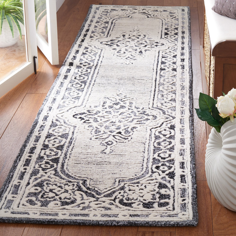 Tapis oriental en laine et coton touffeté à la main Dyllis, Tapis de couloir 2 pi 3 po x 9 pi