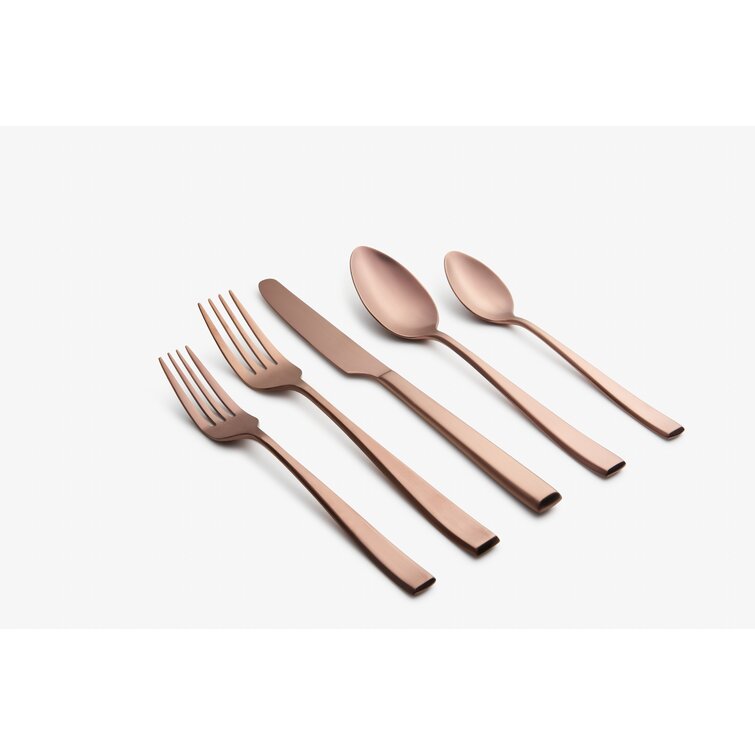 Copper Steel Spoon Fork Knife 27 Pcs Cutlery Set Serving Flatware