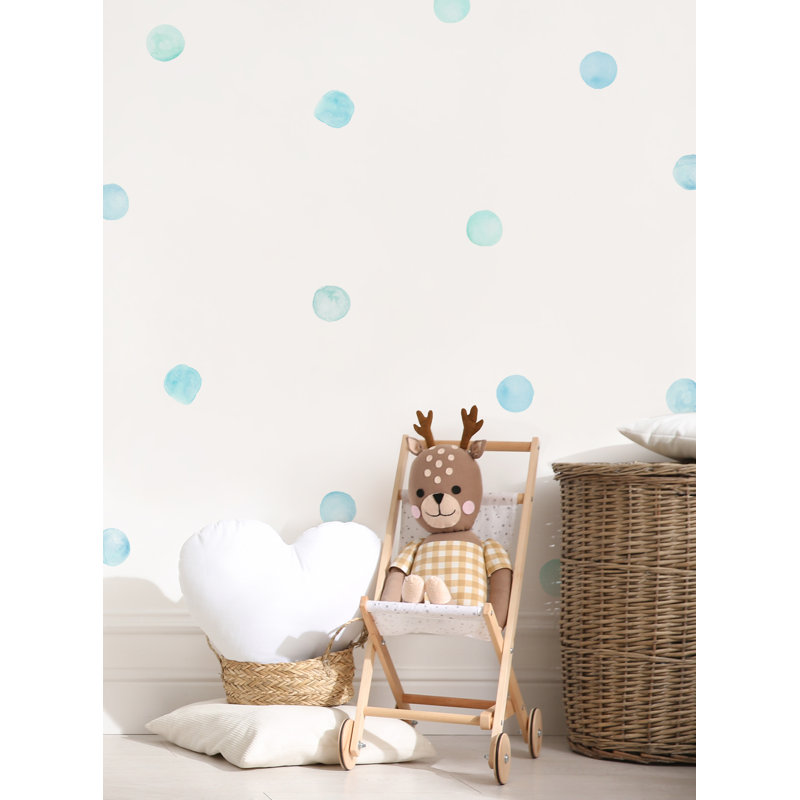 Peel and Stick Dots Mint Blue, Bleu