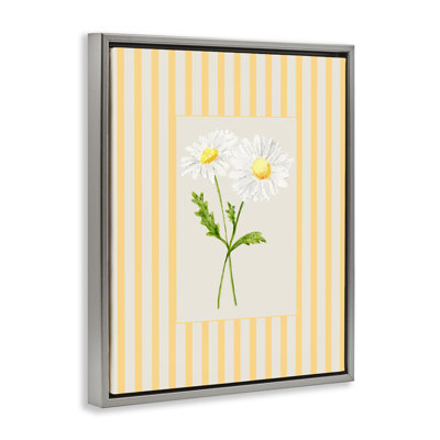 Cadre flottant marguerite jaune à rayures, design par Lisa Wehmeyer