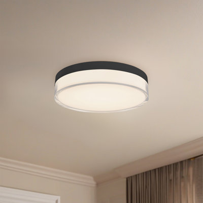 Quara 7-in Black dimmable LED Flush Mount