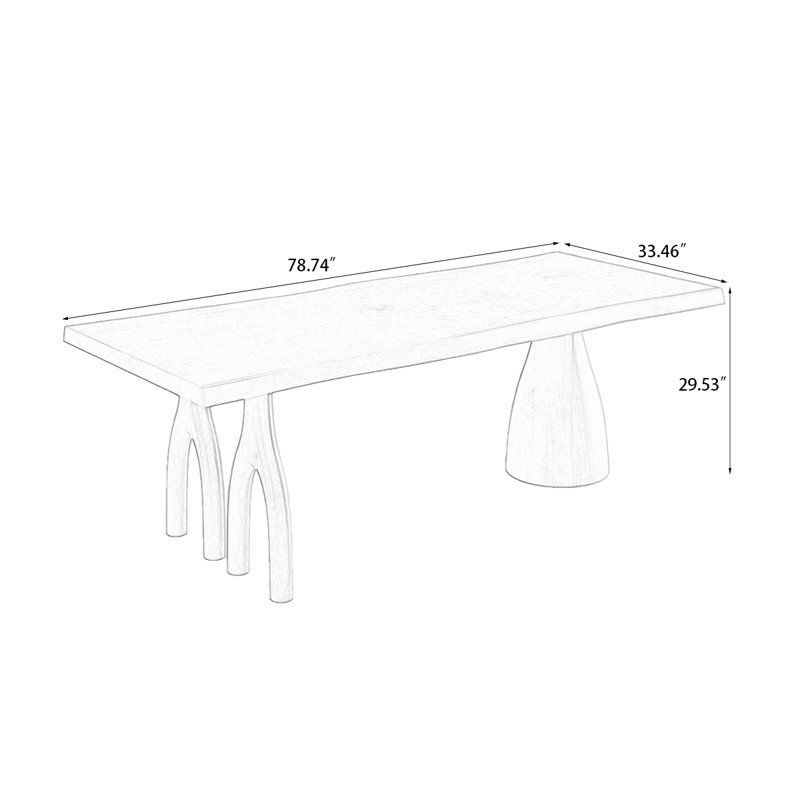 Table de salle à manger en bois massif noisette, H 29,53 po x L 78,74 po x l 33,46 po