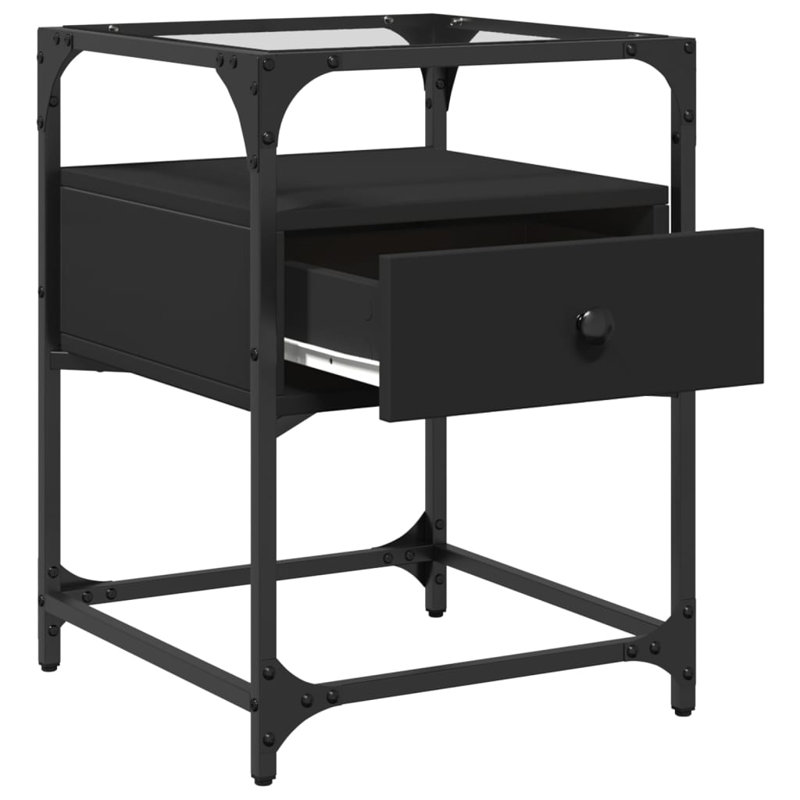 Aecca 40cm W Steel Bedside Table, Black