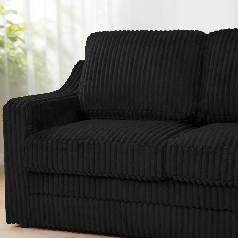 Canapé d'angle modulaire en velours côtelé de 115 po avec dossiers remplis de volonté, canapé confortable en forme de U pour le salon, la maison, un appartement
