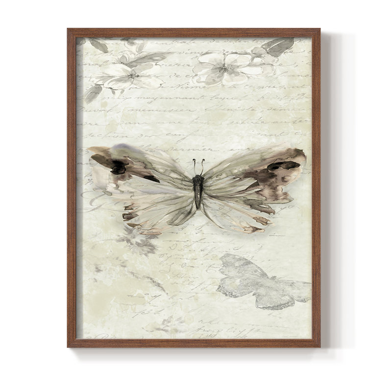 La Chanson du Papillon II, reproduction encadrée - bois massif, H 30 po x l 24 po, Noyer