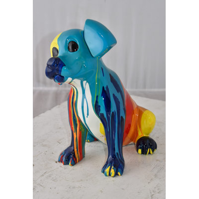 Menton Colorful Jack Russel Terrier Dog Resin Statue Size: 13" x 12" x 8"H