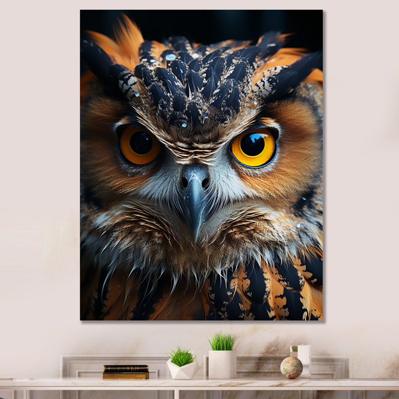 Browm Owl Animal Portrait II - animaux, impressions sur toile, Toile tendue, H 32 po x l 24 po x P 1 po