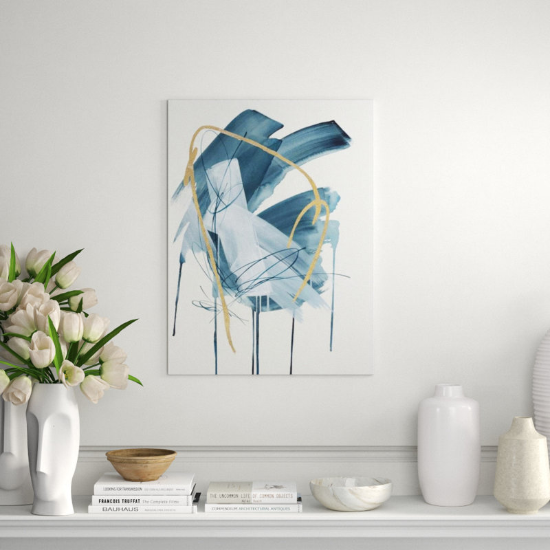 Neutral Blooms III Print by Janice Sadler, 32" H x 24" W x 1.5" D, Gilded Gold