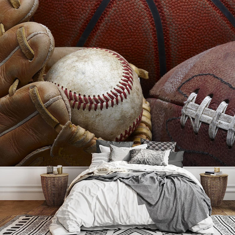 Gros plan sur un mur de baseball à peindre dans un gant de baseball, L 100 po x l 144 po