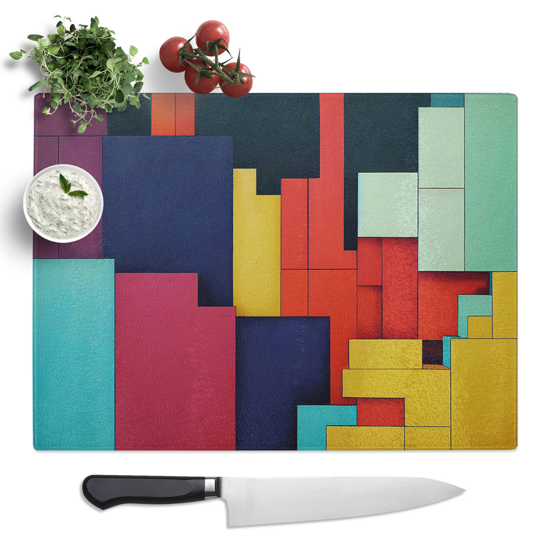 Abstract Block Colour Vol.4  Glass Chopping Board