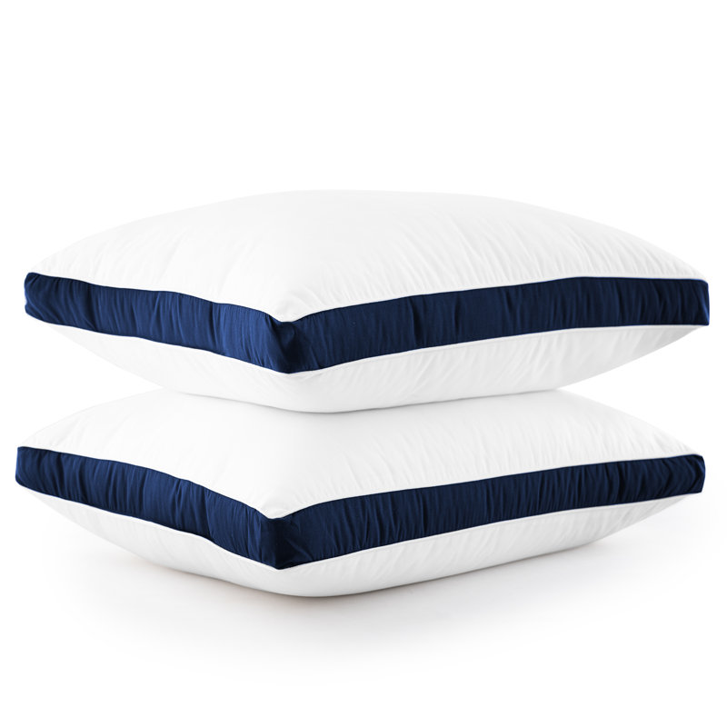 Fiber Pillow, King, White/Navy