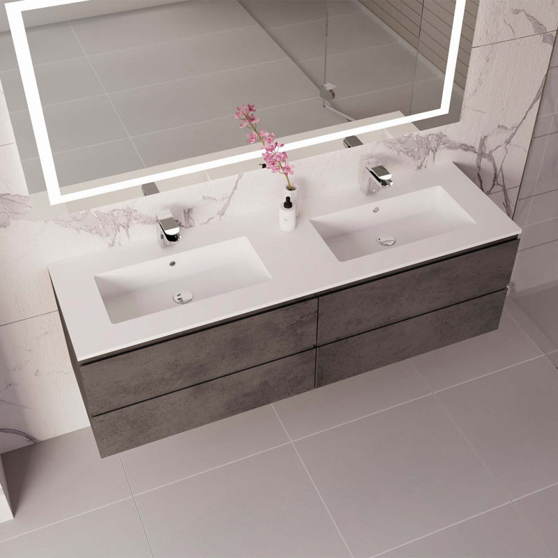 Armoire-lavabo 64 po DAX Pasadena avec vasque Matt Toscana, Pin